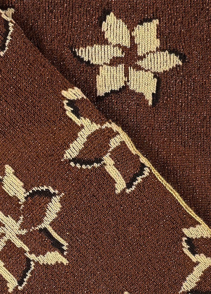 焦糖花綻不對稱設計針織中長襪